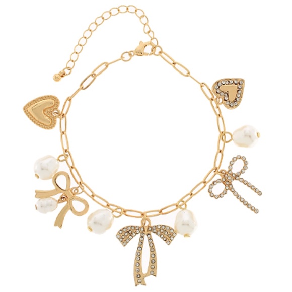 Bow & Pearl Multi Charm Bracelet - Picture 1 of 1